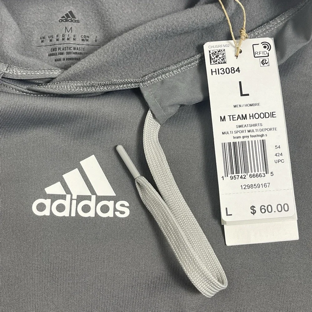 Adidas Mens Medium Grey Gray Team Issue Pullover Aeroready Hoodie Sweatshirt